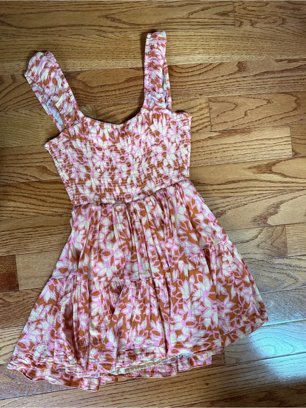Free People Sweet Annie Smocked Floral Mini Dress Pink Size XS Boho Cottagecore